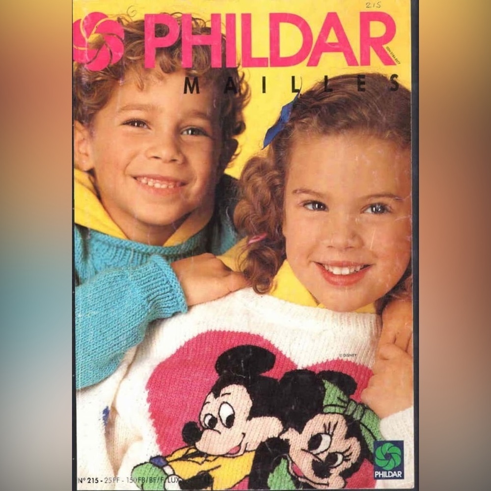 🔥🔥Phildar french magazine 1992 no 215 special Disney sweater